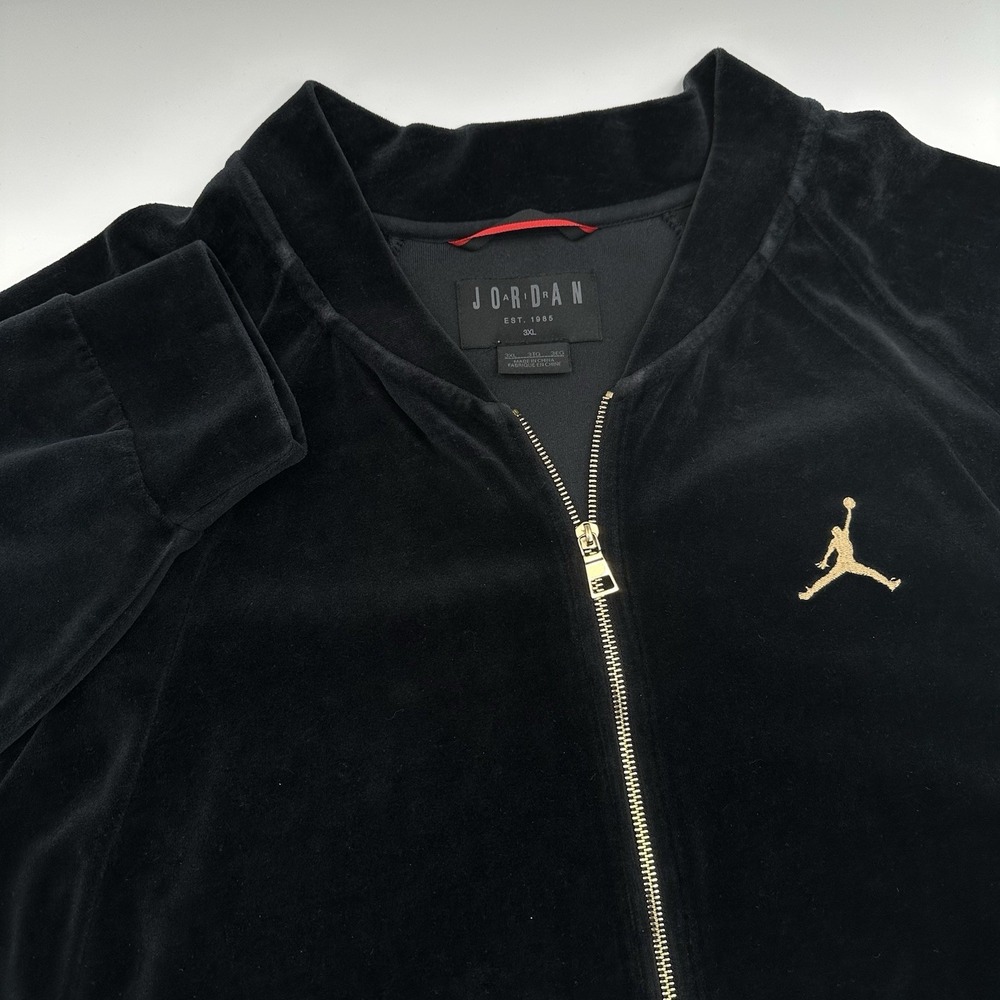 Nike Air Jordan Track Jacket Mens XXXL 3XL Black Jumpman Velour ZipUp AH2357-010 - Picture 2 of 16
